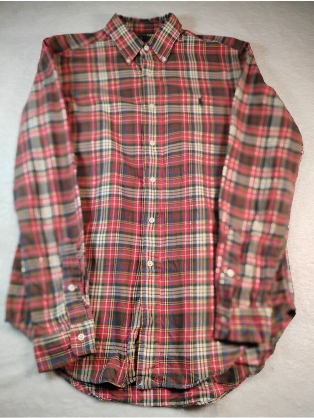 Vtg 90s Ralph Lauren Mens Classic Fit Flannel Shirt Plaid Outdoor Preppy M Red